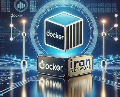 The image with the Docker and IranNetwork logos has been created. Let me know if any further modifications are needed